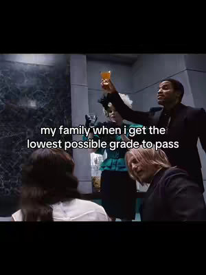 The cover image seems to be a scene from a film, with multiple figures in a room, possibly a celebration. Text overlay indicates a family dynamic relating to grades.