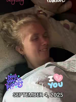 The cover image shows a person in bed, with a soft background and several overlaid text elements. The person, likely the video creator, is positioned centrally and appears to be in a relaxed pose. The color palette is soft, with the beddings and surrounding elements in muted tones, making the overlaid text and graphics, such as the "Love You to Pieces" and a heart graphic, more prominent.