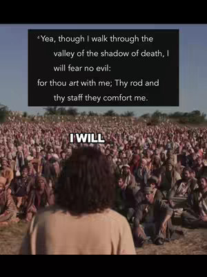 The cover image shows a scene from a movie with a large crowd of people in the background facing a person with dark curly hair, seen from behind. A text overlay appears above with Bible verses.