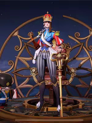 The cover image features a stylized female character from the game 'Honor of Kings,' posed in a regal setting. She has light skin, brown hair and is wearing a military-style uniform with a red and blue color scheme, and a crown. She is standing in front of a ornate decorative background.