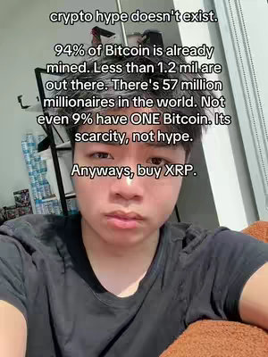 A selfie-style video cover with a young man in a black shirt looking directly at the camera with a contemplative expression. Above him, overlaid text provides statistics and a call to action, while the background is a slightly blurred, casual setting, hinting at an indoor location.