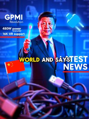 The cover image presents a highly-stylized scene dominated by a central figure, likely a political leader, wielding a futuristic cable. He's set against a vibrant blue gradient backdrop with a complex composition. The man is dressed in a dark suit and tie, positioned centrally, and holding a technologically advanced cable with a glowing endpoint. Background elements include abstract tech graphics, a Chinese flag, and text elements that seemingly advertise the subject matter. A foreground element composed of tangles of cables emphasizes the technology theme. The overall composition is dynamic, designed to grab attention with its vivid colors and symbolic representation of innovation.