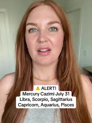 A woman with red hair looks towards the viewer, with the text overlay in front of her.