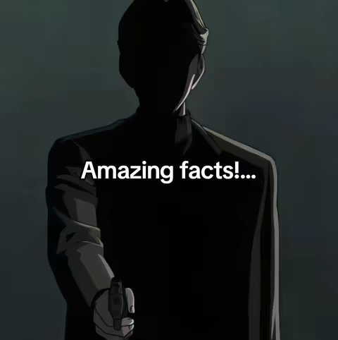 A darkly lit image featuring an anime-style illustration of a person, seen from the shoulders up.  The person is silhouetted, with their face and details obscured by shadow.  They are holding a gun, suggesting a dramatic mood.  White text overlay reads Amazing facts!....