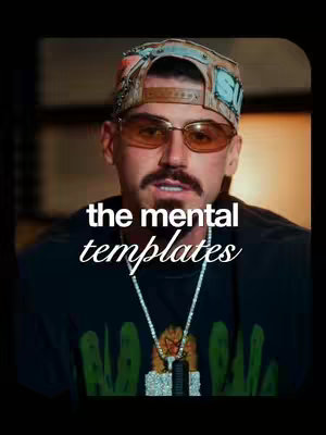 A man with sunglasses and a backwards hat is centered. The text overlay reads "the mental templates".