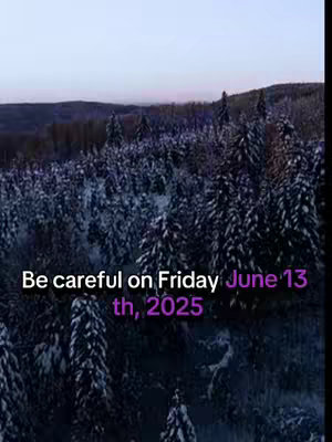 The image shows a snowy landscape with pine trees in the foreground and a distant mountain range under a twilight sky. Text overlays the image, making the message the focal point.
