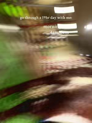 A blurred image of a person, possibly in a busy environment. Text overlays indicate it will be a video about a 19-hour day routine. Colors are muted, with some green and brown tones visible. Overall, the image appears to be a candid shot.