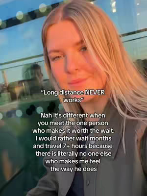 A woman with blonde hair poses against a blurred background of a building, possibly a train station or airport. Text overlays the image. The woman is smiling and looking at the camera.