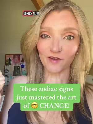A woman with blonde hair and fair skin is centered in the frame, facing the camera and speaking. Behind her is an interior backdrop with a painting. Green text overlays identify the topic.