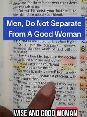 The image features a close-up of an open Bible, with a highlighted passage and colorful text overlay. A finger with a light skin tone and painted nails points at the Bible. The background has the appearance of a aged page from the Bible.
