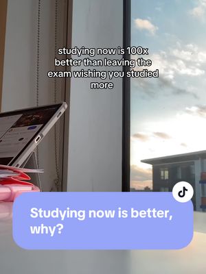A slightly angled shot of a well-lit room, with a window on the right side and a desk or table in the foreground. A tablet propped up on what appears to be a small stand is visible on the desk. The background shows the view outside the window, including the sky and part of a building. There is text added to the image in a speech bubble.