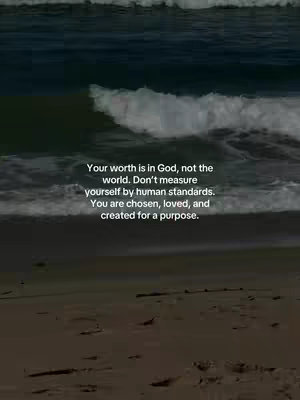 The image shows a tranquil beach scene with ocean waves and a sandy shore. Overlaid on the image is text in white font, containing a motivational quote. The overall composition is calming and serene, with emphasis on the text.