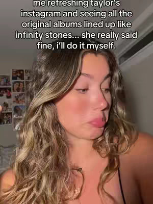 A woman with long wavy blonde hair looking slightly off-camera with a somewhat puckered expression. Text overlays the top portion of the image.