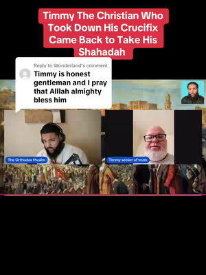 The cover image features a split-screen design with a two-part text overlay at the top. The top text is in a crimson rectangle and announces the video's topic. Below, there's a comment box overlaid with a white background. The image shows a diverse background with figures. On the lower left two panels with two different men seated. The background displays scenes from various cultures, including architectural details and people.