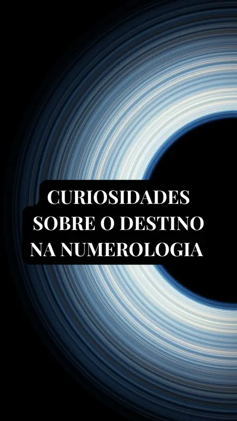 The image features a stylized design with concentric, swirling lines of varying shades of blue and white. The lines emanate from the center, creating a circular or tunnel-like effect against a black background. A black rectangle with white text sits over the design, stating, "CURIOSIDADES SOBRE O DESTINO NA NUMEROLOGIA."