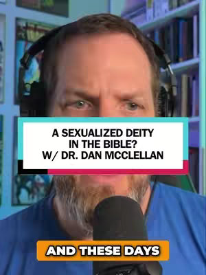 A man with a beard and headphones is centered in the frame, the text overlayed on a blue-and-red rectangle. The background suggests a study or home office with bookshelves. The composition is a medium close-up, focusing on the host's face and the text in a direct, informational layout.