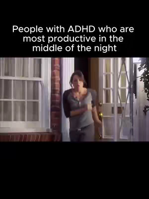 The cover image shows a woman in a dark gray t-shirt and gray sweatpants by a doorway, which leads to the outside (seen through the door gaps), the woman is hurrying outside. Above the woman, in white text, is the video hook.