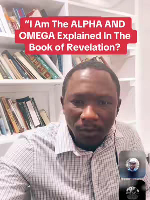 A man with short black hair is centered in front of a bookshelf filled with books. He wears a light-colored, collared shirt. A red banner with white text is superimposed at the top of the image. Two small profile icons are visible at the bottom right.
