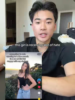 A man is filming himself from the shoulders up, looking directly at the camera. Overlaid on the screen is part of a preview from what seems to be another video, with a woman posing and an embedded TikTok UI.