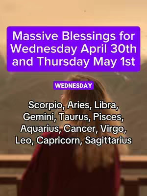The cover image shows a vertical shot with a blurred background featuring a person from the back with light-colored hair. A rectangular purple box at the top contains white text, and a smaller light pink rectangular box with white text sits below this. Below that is a list of zodiac signs in white