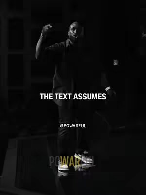 A black and white image shows a person standing with their arm raised and fist clenched. Text is overlaid on the image.