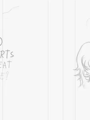 The image is a grayscale sketch on a white background, divided into vertical panels. The left panel contains handwritten text that reads "DO SORTS EAT ME?", with each word on a separate line. The right panel features a loose sketch of a person's head and some curly hair. The overall composition suggests a question, possibly related to the theme of the video.