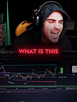The cover image features a man, wearing a dark hoodie with the hood up and headphones, looking at the camera with an surprised expression. The background shows financial charts. The foreground has a red text overlay.