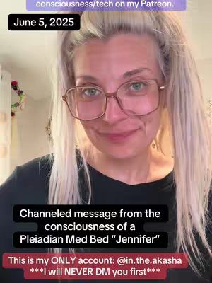 A medium shot features a woman with light hair pulled back in a ponytail, wearing glasses and a black top. Text overlays are positioned at the top and bottom of the frame. The background appears to be a room.
