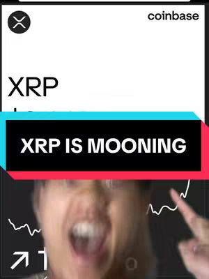 The cover image shows a man with an open mouth, a graph in the background, and a text overlay. The man has short hair and is pointing with one finger up. The overlay text reads 'XRP IS MOONING'. The image has a black and white color scheme.