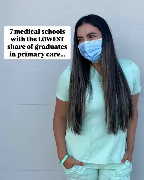 A woman wearing a light blue medical scrubs and a blue face mask stands in front of a light-colored, possibly painted wooden wall. She smiles slightly. A white rectangle with black text floats on the left side of the composition, and there's a teal-colored bracelet and wristband on her wrist.