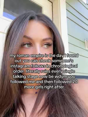 A woman with long, dark hair is looking slightly off-camera with text overlaid on the image.