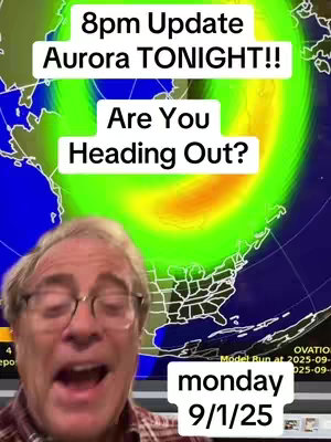 The cover image shows a man with glasses smiling towards the camera, with text overlayed on a weather map predicting the aurora borealis formation. The background showcases a graphical representation of the Earth. The text in white, green, and black is positioned centrally above the man, accompanied by a tag showing the date.