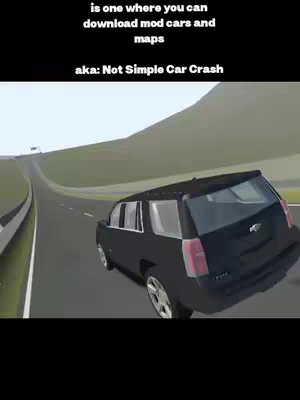 The image shows a highway landscape with a black SUV positioned in a slightly angled view, as if in motion near the right side of the road. Text overlays at the top describe the video's content.