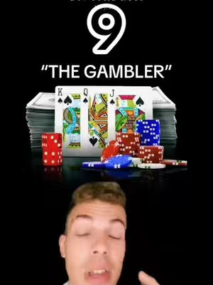 The cover image features a split composition. Above, a scene with poker elements: a stack of cash, playing cards showing a King, Queen, and Jack of spades, dice and casino chips. Below, a face close-up of the creator smiling with a slight upward tilt, set against a stark black backdrop.