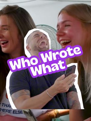 Image shows a man with short hair laughing heartily with his mouth wide open, holding a phone. Two women are to the sides of the man also laughing.