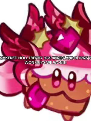 The image features a fantastical character, likely from a game, with pink and red color scheme. The character has large wings and gem-like elements. Text overlays are present.