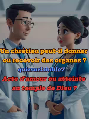 The image is a cartoon-style illustration featuring two characters, a man and a woman, possibly in a medical setting. The man, dressed in a white coat and glasses, looks towards the viewer. Opposite him, the woman wears a blue medical uniform, a serious expression, and their glances meet one another, The background includes two doctors and bold text overlay.
