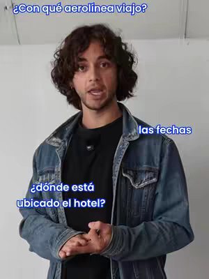The cover image presents a medium shot of a man wearing a black shirt and a denim jacket against a plain white background. Text bubbles, styled like chat bubbles, overlay the image with questions.