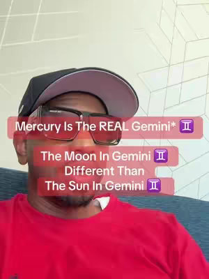 A medium shot features a man wearing a baseball cap with a pink brim, large sunglasses, and a red shirt. He appears to be sitting or leaning forward. Overlaid on the image are several rectangular text boxes with captions related to Gemini.