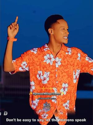 The image features a young man of color with short, dark hair, wearing an orange, floral-patterned shirt and wrist band, pointing upwards with his right index finger with a smile; the background is out of focus with blue hues towards the top. The video hook overlay provides a title text over his chest, as well as a subtitle, and at the base of the frame overlay there is another overlay about the audio.
