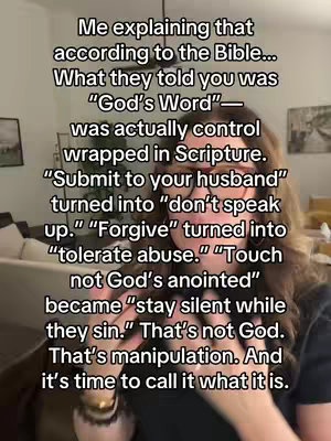 The cover image features a woman in a selfie-style video with text overlay. The woman is in a well-lit indoor setting. The text overlayed makes a statement on Biblical scripture.