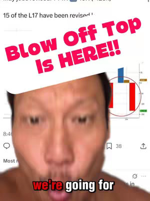 The cover image features a selfie-style shot of a man with an exaggerated facial expression and a text overlay. The background is partially visible, including a graph, and there are social media interface elements such as comment and share icons. The color scheme consists mainly of red and white against a blurred background.