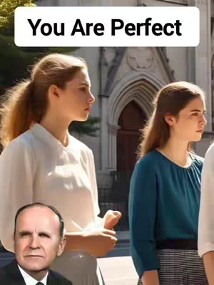 The image features three women standing near a classical building with an arched entrance. Text overlay saying You Are Perfect is at the top.