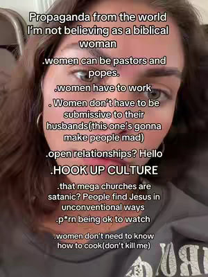 The cover image is a selfie-style shot of a woman's face, cropped from the chest up. The background is out of focus, but a hint of a room setting is visible. Overlayed on the image is a series of bullet-pointed text statements in a white sans-serif font. The overall composition is designed to draw immediate attention to the text.