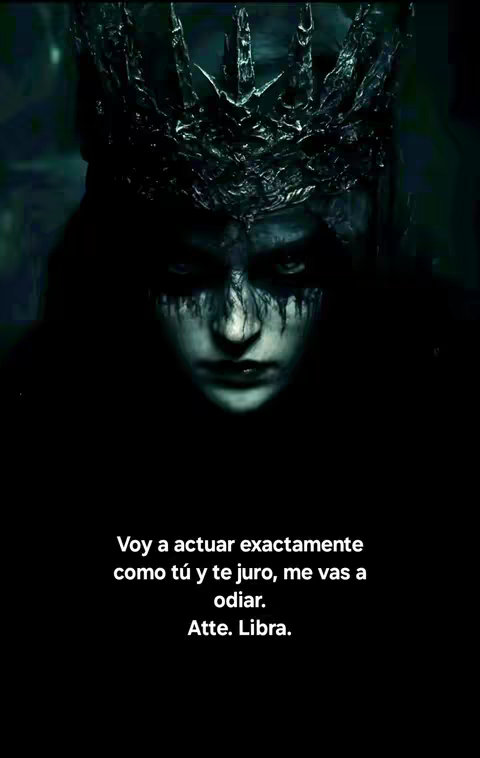 A dark, artistic image featuring a woman with dark makeup and a crown, set against a dimly lit background. Text overlayed at the bottom.