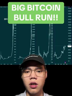 The cover image features a man in the bottom half, looking at the camera with a neutral expression. Beneath the man is a chart that seems to display Bitcoin's price over time, with an overlay in green box displaying the text "BIG BITCOIN BULL RUN!!". The overall composition uses a dark background.