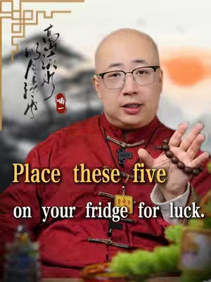 The video cover features a man with glasses, wearing a red traditional garment. He is holding a string of beads and gesturing with his other hand, set against a backdrop with Chinese-style calligraphy and a blurry background. The image has overlaid text in a bold, yellow font.