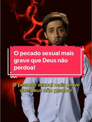 The cover image presents a man with a concerned expression against a blurred background of red hues, possibly depicting flames. A large red rectangular overlay contains white text above a smaller white text, both detailing the topic of the video: a serious sexual sin.