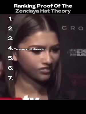 A vertical video cover features a close-up of Zendaya, positioned slightly off-center. Overlayed text includes a title at the top and a numbered list to the left of her face. The background is a dark setting. Zendaya looks towards the right.
