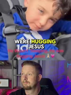The cover image is split into two sections. The upper section is a close-up of a young child looking up. The child is wearing a blue jacket and is being held, with the child appearing to hug someone. The child is lit with neutral lighting. The bottom section shows a man with a beard in front of a dark monitor and light-colored shelves.